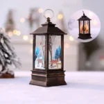 White Elk Pattern Christmas Simulation Flame LED Lamp Desktop Decoration