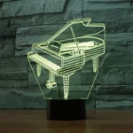 Piano Shape 3D Colorful LED Vision Light Table Lamp, 16 Colors Remote Control Version - Image 2
