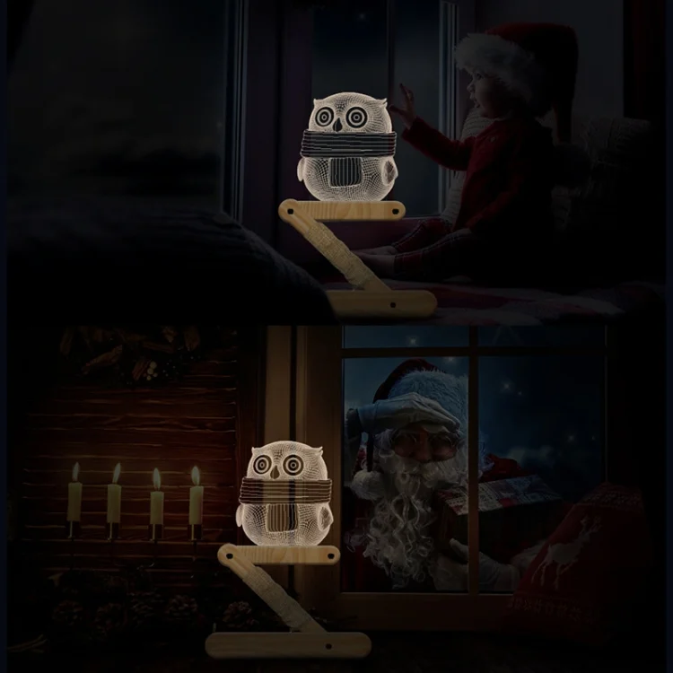LED6134_5.webp 0.5W Children Bedroom Owl Folding Wood Lamp 3D Night Light (Warm Light) - Image 6