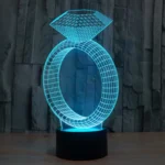 Diamond Ring Style 3D Touch Switch Control LED Light , 7 Color Discoloration Creative Visual Stereo Lamp Desk Lamp Night Light - Image 11