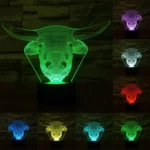 Cow Style 3D Touch Switch Control LED Light , 7 Colour Discoloration Creative Visual Stereo Lamp Desk Lamp Night Light