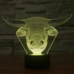 Cow Style 3D Touch Switch Control LED Light , 7 Colour Discoloration Creative Visual Stereo Lamp Desk Lamp Night Light - Image 10