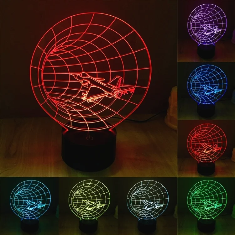 Time Machine Style 3D Touch Switch Control LED Light , 7 Color Discoloration Creative Visual Stereo Lamp Desk Lamp Night Light