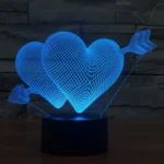 Arrow Through Heart Style 3D Touch Switch Control LED Light , 7 Colour Discoloration Creative Visual Stereo Lamp Desk Lamp Night Light - Image 9