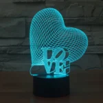 Heart and LOVE Style 3D Touch Switch Control LED Light, 7 Colour Discoloration Creative Visual Stereo Lamp Desk Lamp Night Light - Image 11
