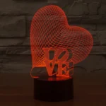 Heart and LOVE Style 3D Touch Switch Control LED Light, 7 Colour Discoloration Creative Visual Stereo Lamp Desk Lamp Night Light - Image 7