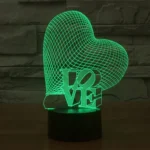 Heart and LOVE Style 3D Touch Switch Control LED Light, 7 Colour Discoloration Creative Visual Stereo Lamp Desk Lamp Night Light - Image 8