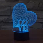 Heart and LOVE Style 3D Touch Switch Control LED Light, 7 Colour Discoloration Creative Visual Stereo Lamp Desk Lamp Night Light - Image 9