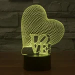 Heart and LOVE Style 3D Touch Switch Control LED Light, 7 Colour Discoloration Creative Visual Stereo Lamp Desk Lamp Night Light - Image 10