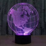 America Globe Style 3D Touch Switch Control LED Light , 7 Colour Discoloration Creative Visual Stereo Lamp Desk Lamp Night Light - Image 11