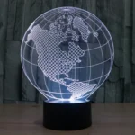 America Globe Style 3D Touch Switch Control LED Light , 7 Colour Discoloration Creative Visual Stereo Lamp Desk Lamp Night Light - Image 12