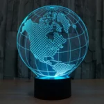 America Globe Style 3D Touch Switch Control LED Light , 7 Colour Discoloration Creative Visual Stereo Lamp Desk Lamp Night Light - Image 13