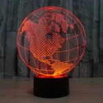 America Globe Style 3D Touch Switch Control LED Light , 7 Colour Discoloration Creative Visual Stereo Lamp Desk Lamp Night Light - Image 7