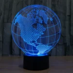 America Globe Style 3D Touch Switch Control LED Light , 7 Colour Discoloration Creative Visual Stereo Lamp Desk Lamp Night Light - Image 9