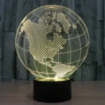 America Globe Style 3D Touch Switch Control LED Light , 7 Colour Discoloration Creative Visual Stereo Lamp Desk Lamp Night Light - Image 10
