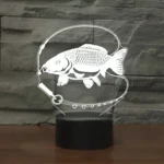 Fishing Black Base Creative 3D LED Decorative Night Light, 16 Color Remote Control Version - Image 2
