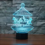 Carousel Black Base Creative 3D LED Decorative Night Light, Powered by USB and Battery