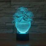 Rose Black Base Creative Colorful 3D LED Decorative Night Light, Powered by USB and Battery
