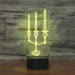 Candlestick Black Base Creative 3D LED Decorative Night Light, Rechargeable with Touch Button