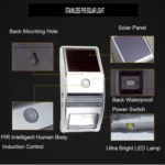 80 LM 6000-6500K Outdoor Wall Light with 5V 0.5W Solar Panel - Image 7