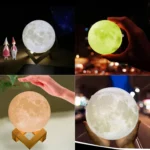 18cm Touch Control 3D Print Jupiter Lamp, USB Charging 2-Color Changing Energy-saving LED Night Light with Wooden Holder Base - Image 10