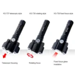 KS-738 USB Charging Waterproof T6+XPE Zoomable LED Flashlight with 4-Modes - Image 3