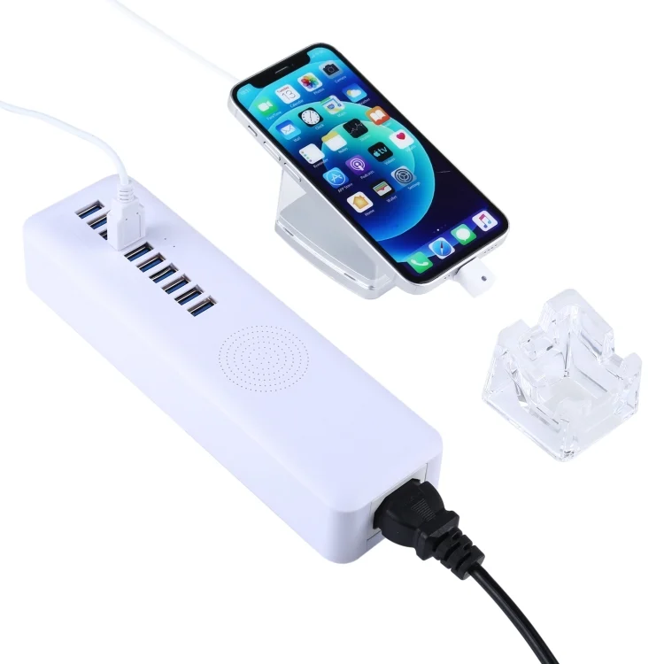 Mult-Port Security HUB + Mobile Phone Anti-theft Alarm Display Stand with Remote Control & 8 Pin Port for iPhone