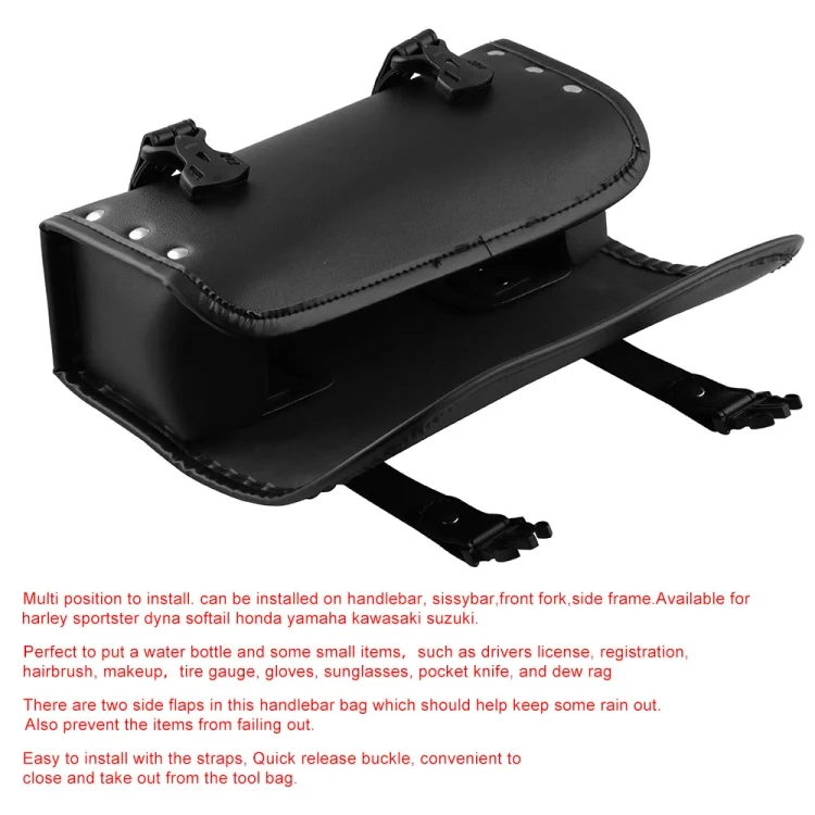 MOTA0050_9.webp MB-OT012-BK Motorcycle Modification Accessories Universal PU Leather Waterproof Tool Bag, Size: 30.5 x 12 x 9cm - Image 10