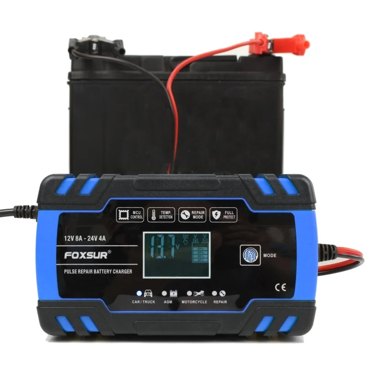 MOTA00821_4.webp FOXSUR 12V-24V Car Motorcycle Truck Repair Battery Charger AGM Charger, EU Plug (Blue) - Image 5