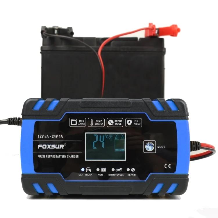 MOTA00821_7.webp FOXSUR 12V-24V Car Motorcycle Truck Repair Battery Charger AGM Charger, EU Plug (Blue) - Image 8