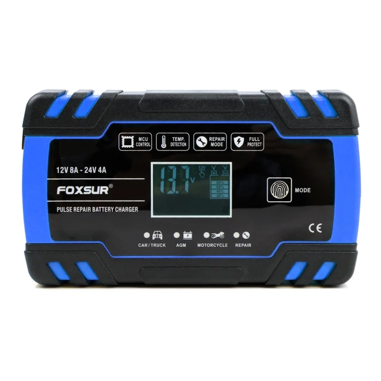 MOTA00822_1.webp FOXSUR 12V-24V Car Motorcycle Truck Repair Battery Charger AGM Charger, UK Plug (Blue) - Image 2