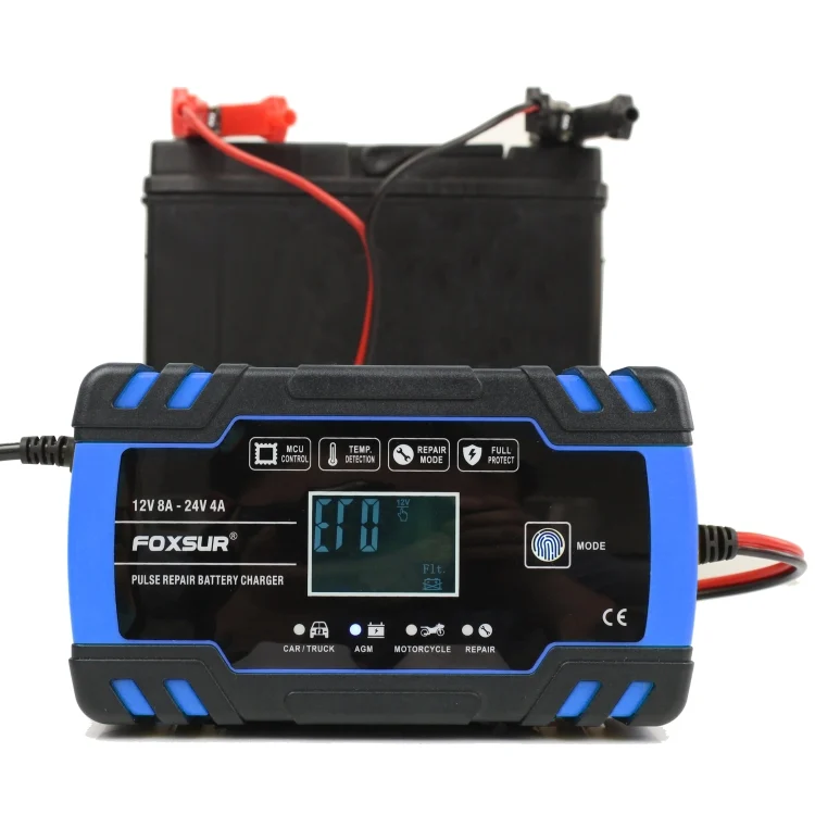MOTA00822_5.webp FOXSUR 12V-24V Car Motorcycle Truck Repair Battery Charger AGM Charger, UK Plug (Blue) - Image 6