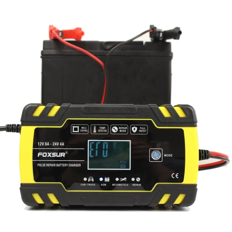 MOTA0082A_5.webp FOXSUR 12V-24V Car Motorcycle Truck Repair Battery Charger AGM Charger, EU Plug - Image 6