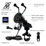 CS-878A1 Multi-function Motorcycle Wireless Wired Aluminum Alloy Mobile Phone Holder Charger - Image 4
