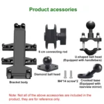U-shaped Bolt Ball-Head Motorcycle Handlebar Multi-function Eight-jaw Aluminum Phone Navigation Holder Bracket, Width of Phone: 6.5-10.2cm   - Image 3