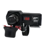 CS-1072B1 Motorcycle Dual USB Charger + Voltmeter with Cigarette Lighter & Cigarette Butts - Image 2