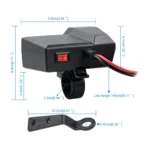 CS-1072B1 Motorcycle Dual USB Charger + Voltmeter with Cigarette Lighter & Cigarette Butts - Image 3