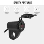 ZH-975A1 Motorcycle Aluminum Alloy Waterproof Mobile Phone Single USB Charger with Red Voltmeter - Image 5