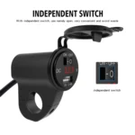 ZH-975A1 Motorcycle Aluminum Alloy Waterproof Mobile Phone Single USB Charger with Red Voltmeter - Image 7