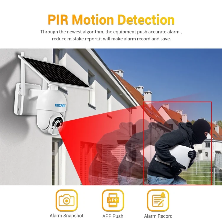 NC0241_6.webp ESCAM QF450 HD 1080P 4G US Version Solar Powered IP Camera without Memory, Support Two-way Audio & PIR Motion Detection & Night Vision & TF Card - Image 7