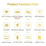 ESCAM QF280 HD 1080P IP66 Waterproof WiFi Solar Panel PT IP Camera with Battery, Support Night Vision / Motion Detection / TF Card / Two Way Audio - Image 7