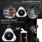 ESCAM Q8 960P 360 Degrees Fisheye Lens 1.3MP WiFi IP Camera, Support Motion Detection / Night Vision, IR Distance: 5-10m, AU Plug - Image 6