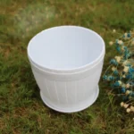 10 PCS Imitation Wooden Barrel Plastic Resin Flower Pot with Tray, Top Diameter: 9cm, Height: 6.5cm - Image 2