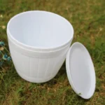 10 PCS Imitation Wooden Barrel Plastic Resin Flower Pot with Tray, Top Diameter: 9cm, Height: 6.5cm - Image 3