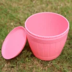 10 PCS Imitation Wooden Barrel Plastic Resin Flower Pot with Tray, Top Diameter: 19cm, Height: 16.5cm - Image 3