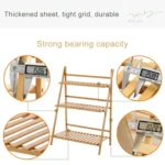 Bamboo 3-Tier Hanging Plant Stand Planter Shelves Flower Pot Storage Rack Folding Display Shelving Plants Shelf, Width: 100cm - Image 4