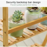 Bamboo 3-Tier Hanging Plant Stand Planter Shelves Flower Pot Storage Rack Folding Display Shelving Plants Shelf, Width: 100cm - Image 5