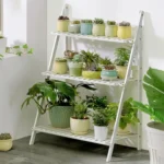 Bamboo 3-Tier Hanging Plant Stand Planter Shelves Flower Pot Storage Rack Folding Display Shelving Plants Shelf, Width: 70cm - Image 2