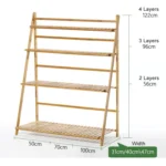 Bamboo 4-Tier Hanging Plant Stand Planter Shelves Flower Pot Storage Rack Folding Display Shelving Plants Shelf, Width: 100cm - Image 3