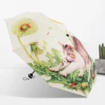 Creative Fashion Three Fold Lazy Cat Pattern Silver Tape Anti Ultraviolet Sunshade Umbrella - Image 2